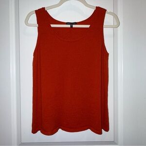Eileen Fisher Rust Red Orange | 100% Wool Knit Sleeveless Neck Tank Top | Size M
